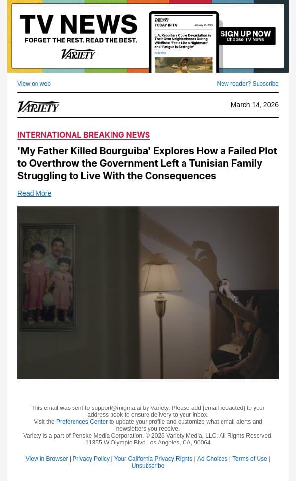'My Father Killed Bourguiba' Explores How a Failed Plot to Overthrow the Government Left a Tunisian Family Struggling to Live With the Consequences email from Variety screenshot