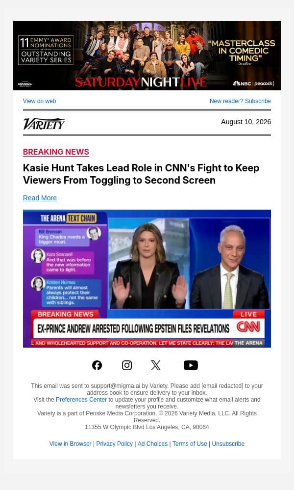Kasie Hunt Takes Lead Role in CNN's Fight to Keep Viewers From Toggling to Second Screen email from Variety screenshot
