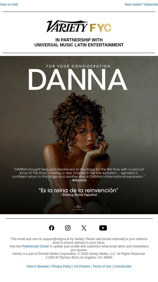 FOR YOUR CONSIDERATION: DANNA email from Variety screenshot