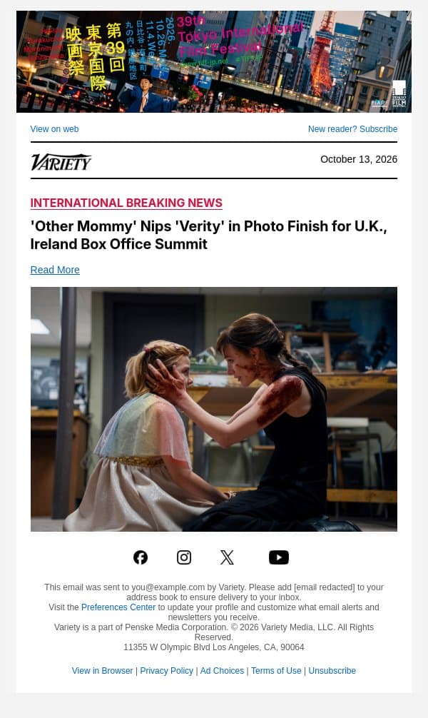 'Other Mommy' Nips 'Verity' in Photo Finish for U.K., Ireland Box Office Summit email from Variety screenshot