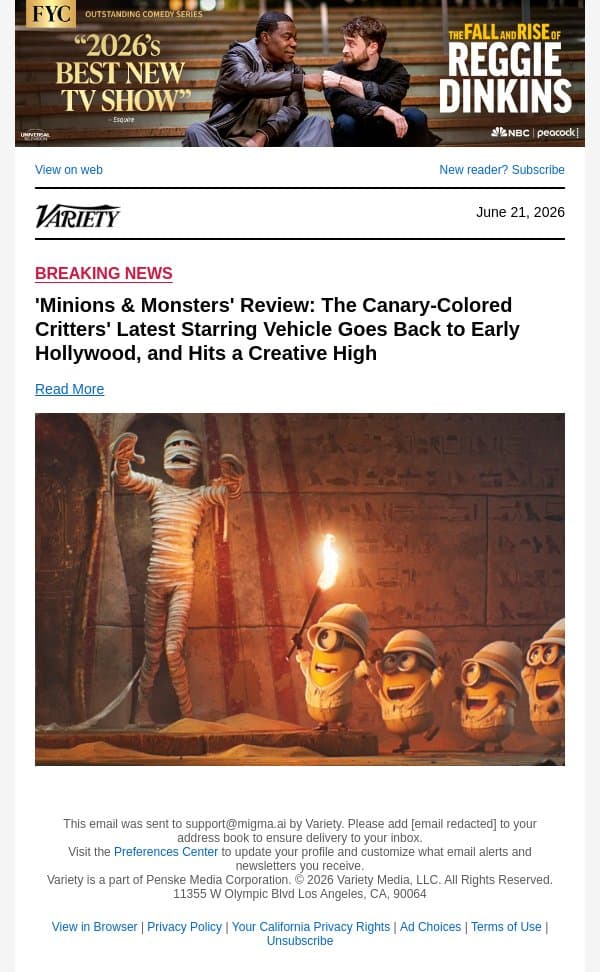'Minions and Monsters' Review: The Canary-Colored Critters' Latest Starring Vehicle Goes Back to Early Hollywood, and Hits a Creative High email from Variety screenshot