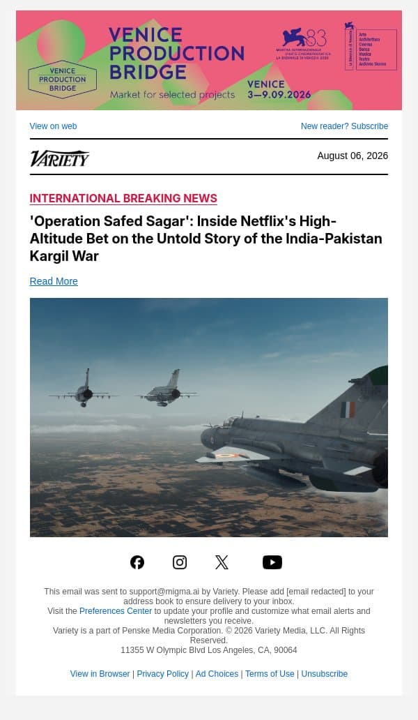 'Operation Safed Sagar': Inside Netflix's High-Altitude Bet on the Untold Story of the India-Pakistan Kargil War email from Variety screenshot