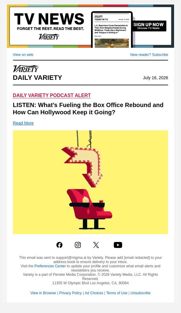 LISTEN: What’s Fueling the Box Office Rebound and How Can Hollywood Keep it Going? email from Variety screenshot