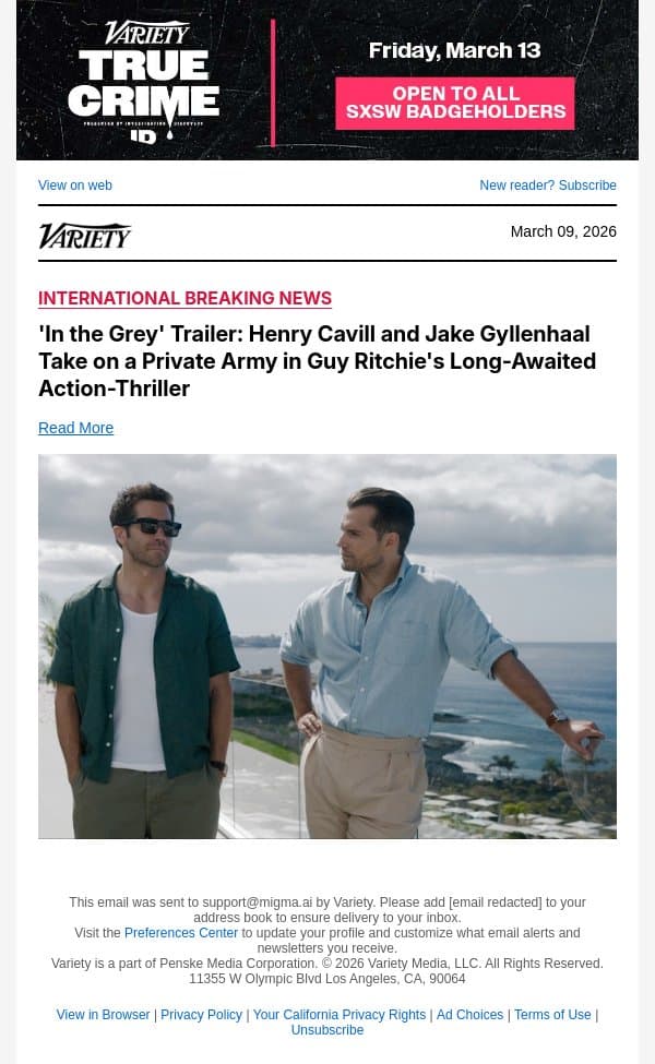'In the Grey' Trailer: Henry Cavill and Jake Gyllenhaal Take on a Private Army in Guy Ritchie's Long-Awaited Action-Thriller email from Variety screenshot