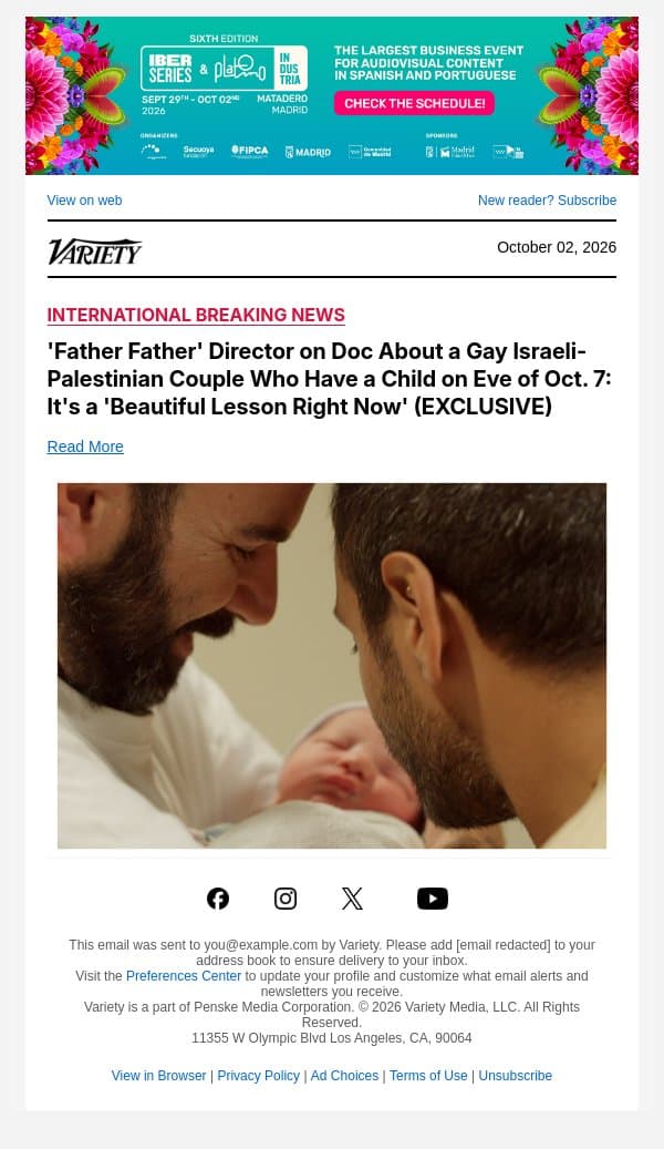 'Father Father' Director on Doc About a Gay Israeli-Palestinian Couple Who Have a Child on Eve of Oct. 7: It's a 'Beautiful Lesson Right Now' (EXCLUSIVE) email from Variety screenshot