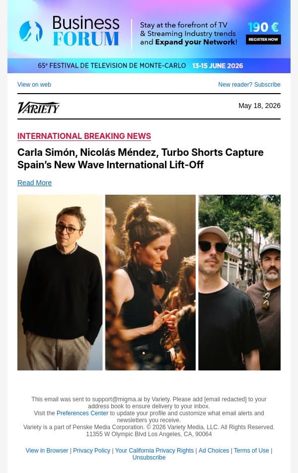 Carla Simón, Nicolás Méndez, Turbo Shorts Capture Spain’s New Wave International Lift-Off email from Variety screenshot