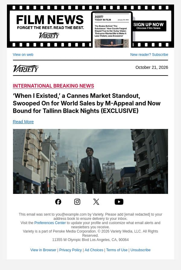 ‘When I Existed,’ a Cannes Market Standout, Swooped On for World Sales by M-Appeal and Now Bound for Tallinn Black Nights (EXCLUSIVE) email from Variety screenshot