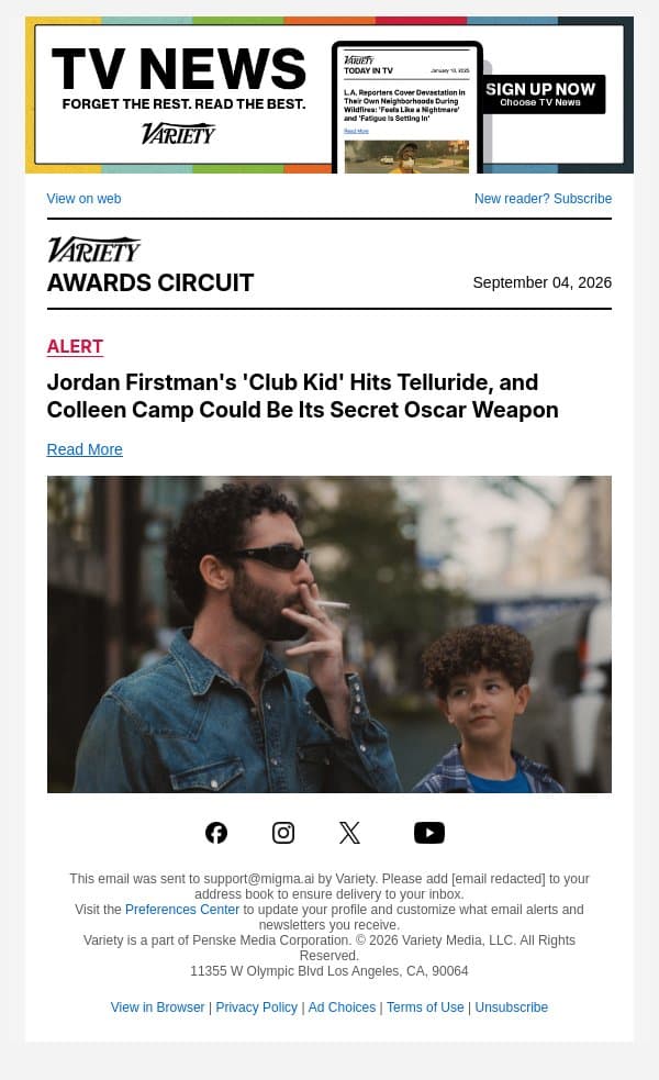 Jordan Firstman's 'Club Kid' Hits Telluride, and Colleen Camp Could Be Its Secret Oscar Weapon email from Variety screenshot