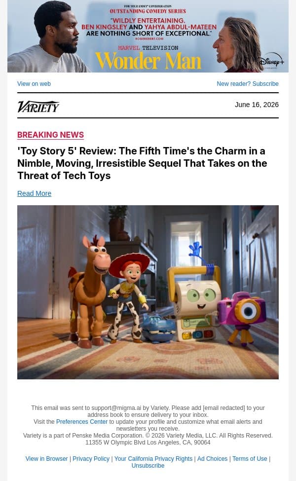 'Toy Story 5' Review: The Fifth Time's the Charm in a Nimble, Moving, Irresistible Sequel That Takes on the Threat of Tech Toys email from Variety screenshot