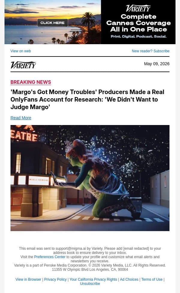 'Margo's Got Money Troubles' Producers Made a Real OnlyFans Account for Research: 'We Didn't Want to Judge Margo' email from Variety screenshot