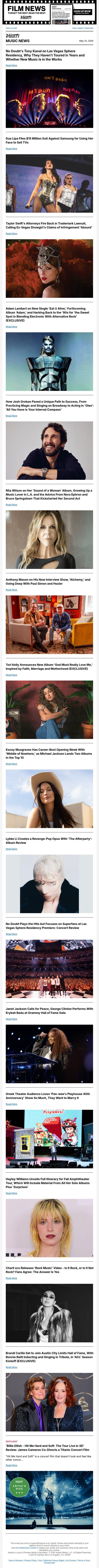 Tony Kanal on No Doubt's Sphere Residency; Interviews With Adam Lambert, Josh Groban, Tori Kelly, Rita Wilson, Anthony Mason email from Variety screenshot
