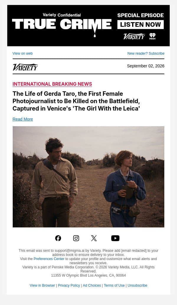 The Life of Gerda Taro, the First Female Photojournalist to Be Killed on the Battlefield, Captured in Venice's 'The Girl With the Leica' email from Variety screenshot