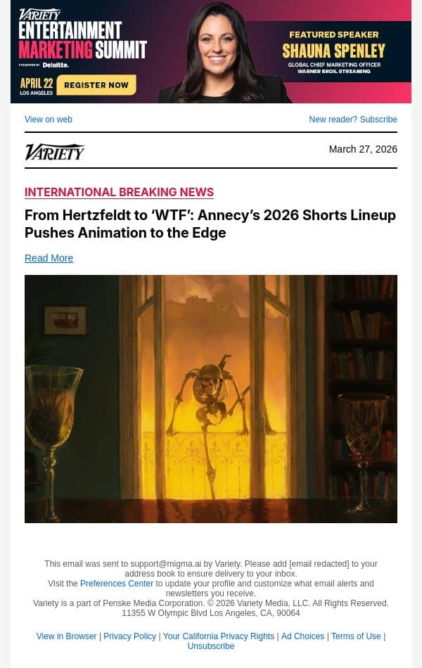 From Hertzfeldt to ‘WTF’: Annecy’s 2026 Shorts Lineup Pushes Animation to the Edge email from Variety screenshot