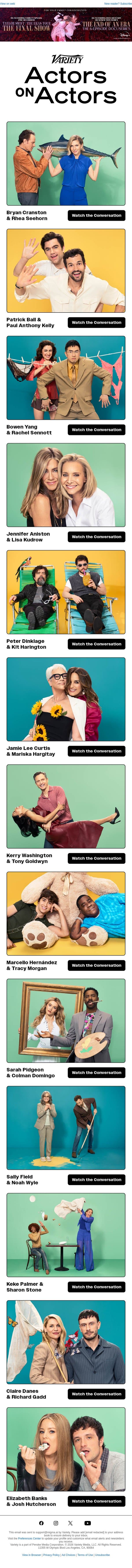 Watch the Latest Season of Actors on Actors email from Variety screenshot