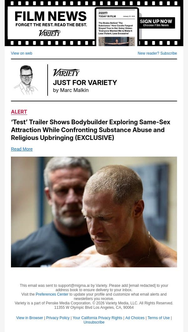 ‘Test’ Trailer Shows Bodybuilder Exploring Same-Sex Attraction While Confronting Substance Abuse and Religious Upbringing (EXCLUSIVE) email from Variety screenshot