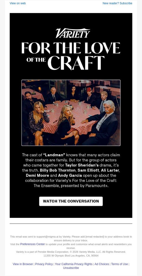 Watch the Conversation - ‘Landman’ Cast Detail the Power of Team Work, Group Karaoke & Finding the Perfect Balance Between Humor and Drama email from Variety screenshot