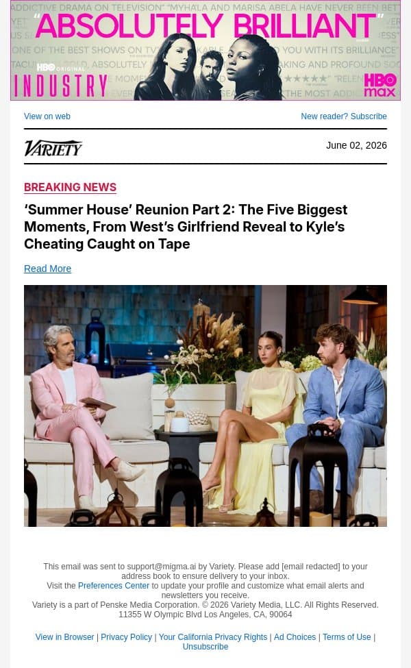‘Summer House’ Reunion Part 2: The Five Biggest Moments, From West’s Girlfriend Reveal to Kyle’s Cheating Caught on Tape email from Variety screenshot
