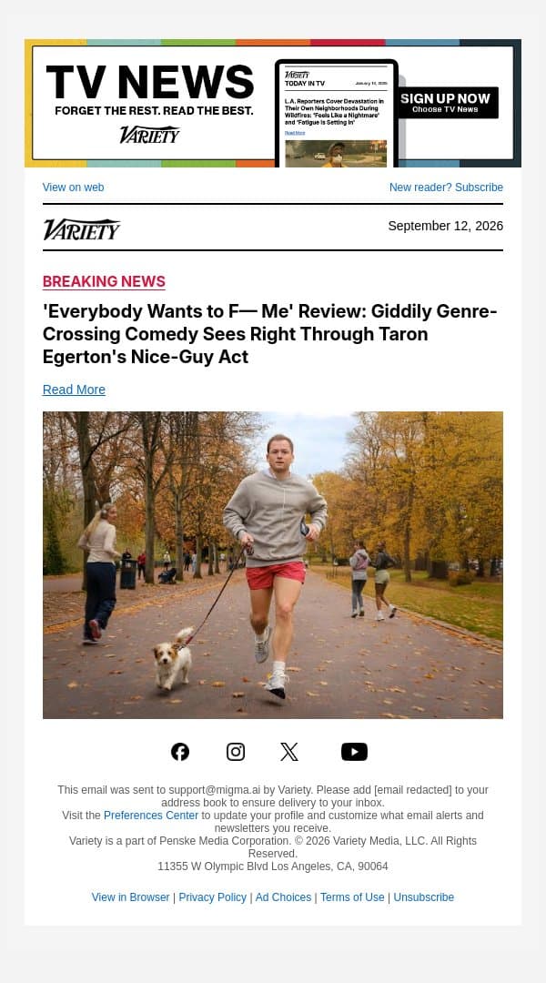 'Everybody Wants to F— Me' Review: Giddily Genre-Crossing Comedy Sees Right Through Taron Egerton's Nice-Guy Act email from Variety screenshot