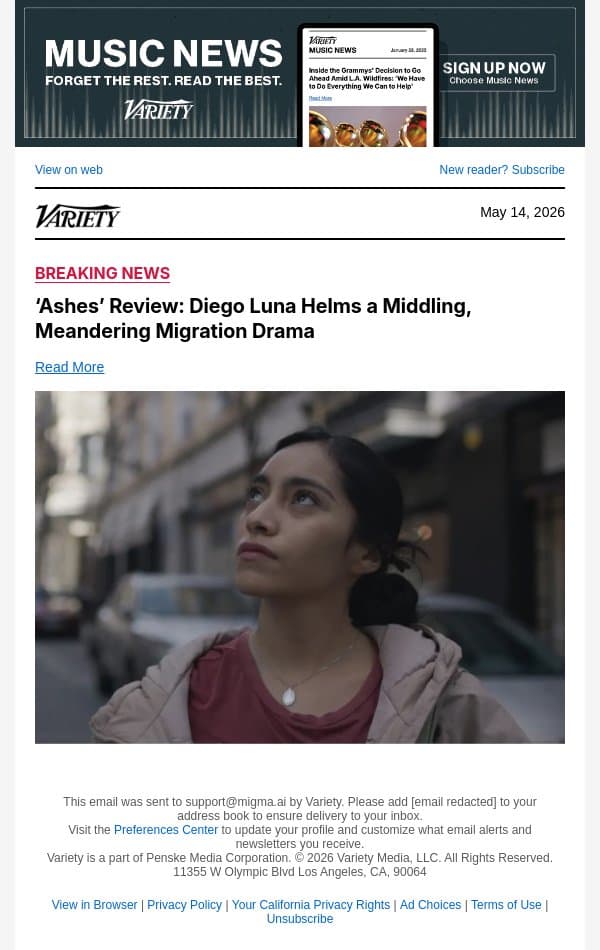 ‘Ashes’ Review: Diego Luna Helms a Middling, Meandering Migration Drama email from Variety screenshot