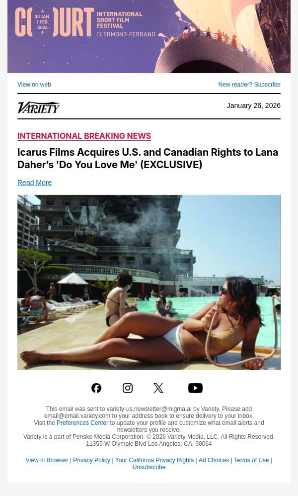 Icarus Films Acquires U.S. and Canadian Rights to Lana Daher’s 'Do You Love Me' (EXCLUSIVE) email from Variety screenshot