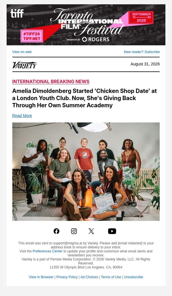 Amelia Dimoldenberg Started 'Chicken Shop Date' at a London Youth Club. Now, She's Giving Back Through Her Own Summer Academy email from Variety screenshot