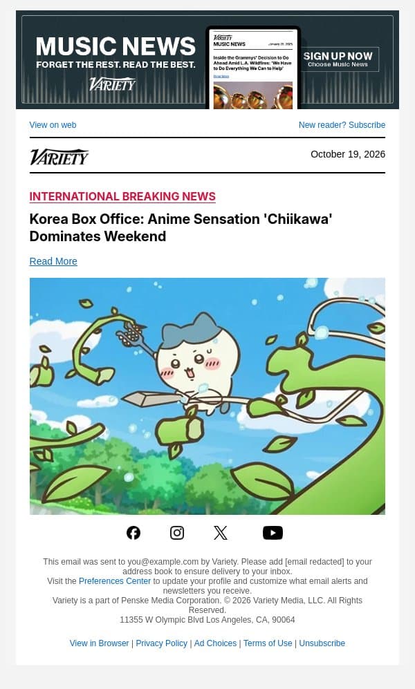 Korea Box Office: Anime Sensation 'Chiikawa' Dominates Weekend email from Variety screenshot