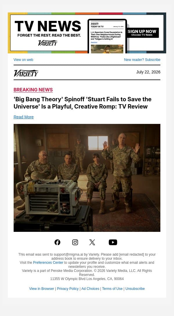 'Big Bang Theory' Spinoff 'Stuart Fails to Save the Universe' Is a Playful, Creative Romp: TV Review email from Variety screenshot