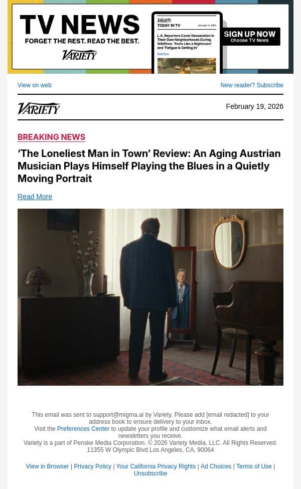 ‘The Loneliest Man in Town’ Review: An Aging Austrian Musician Plays Himself Playing the Blues in a Quietly Moving Portrait email from Variety screenshot