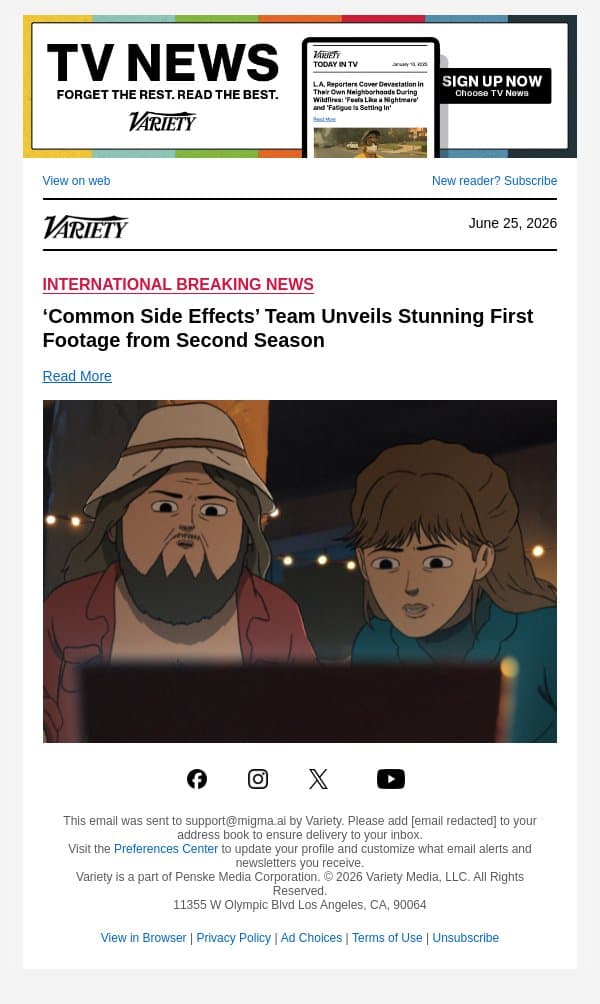 ‘Common Side Effects’ Team Unveils Stunning First Footage from Second Season email from Variety screenshot