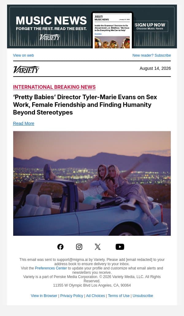 ‘Pretty Babies’ Director Tyler-Marie Evans on Sex Work, Female Friendship and Finding Humanity Beyond Stereotypes email from Variety screenshot