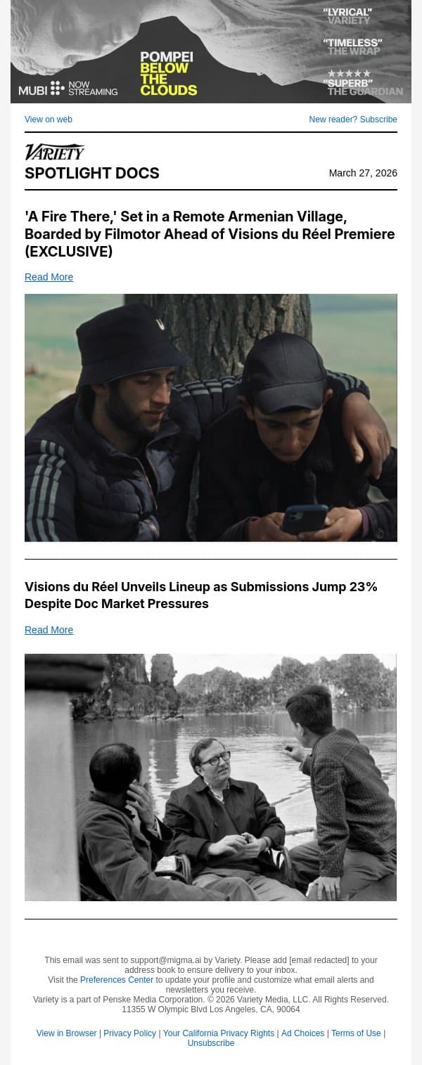 'A Fire There,' Set in a Remote Armenian Village, Boarded by Filmotor Ahead of Visions du Réel Premiere (EXCLUSIVE) email from Variety screenshot