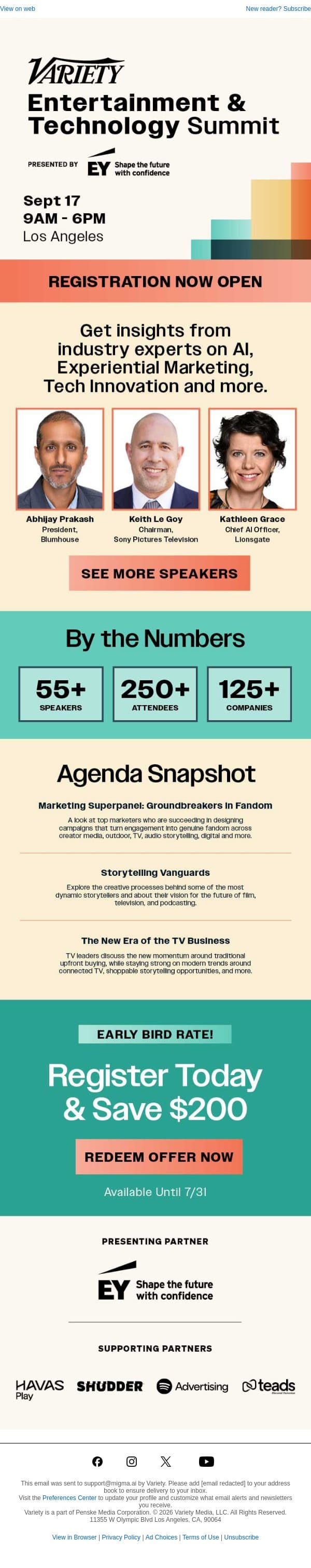 Hear from Blumhouse, Sony Pictures, and Lionsgate Leaders at Variety’s Entertainment & Technology Summit email from Variety screenshot