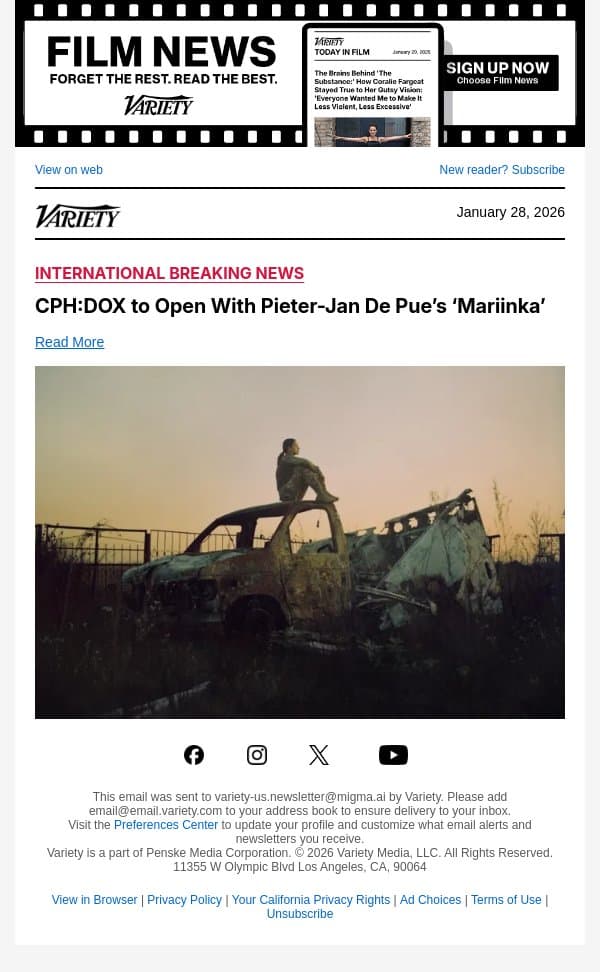 CPH:DOX to Open With Pieter-Jan De Pue’s ‘Mariinka’ email from Variety screenshot