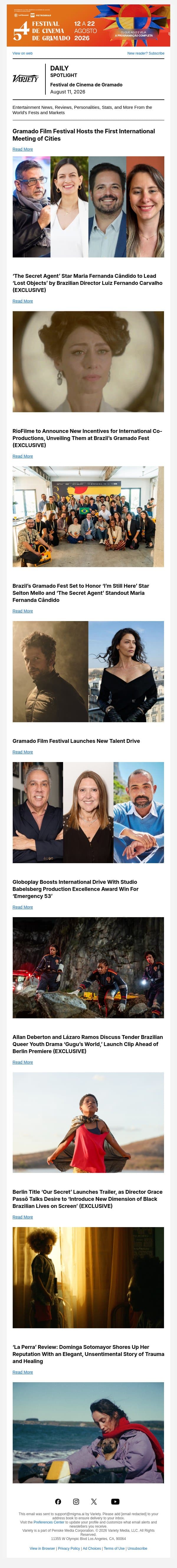 Gramado Hosts International Cities Meeting; Maria Fernanda Cândido’s New Film; RioFilme Incentives Boost email from Variety screenshot