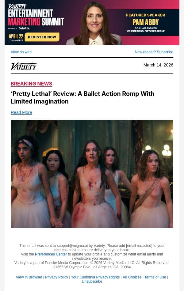 ‘Pretty Lethal’ Review: A Ballet Action Romp With Limited Imagination email from Variety screenshot