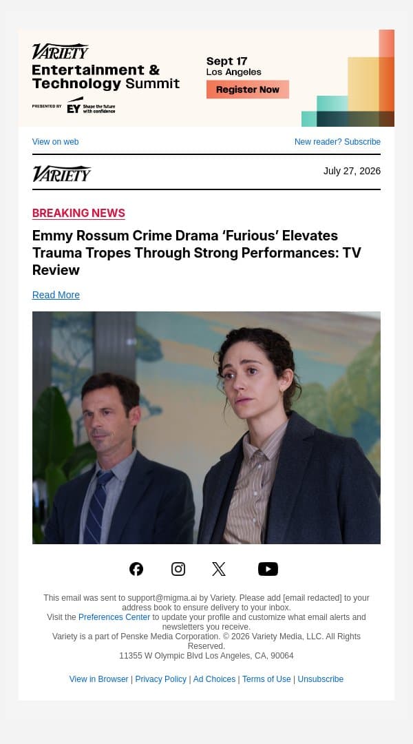 Emmy Rossum Crime Drama ‘Furious’ Elevates Trauma Tropes Through Strong Performances: TV Review email from Variety screenshot