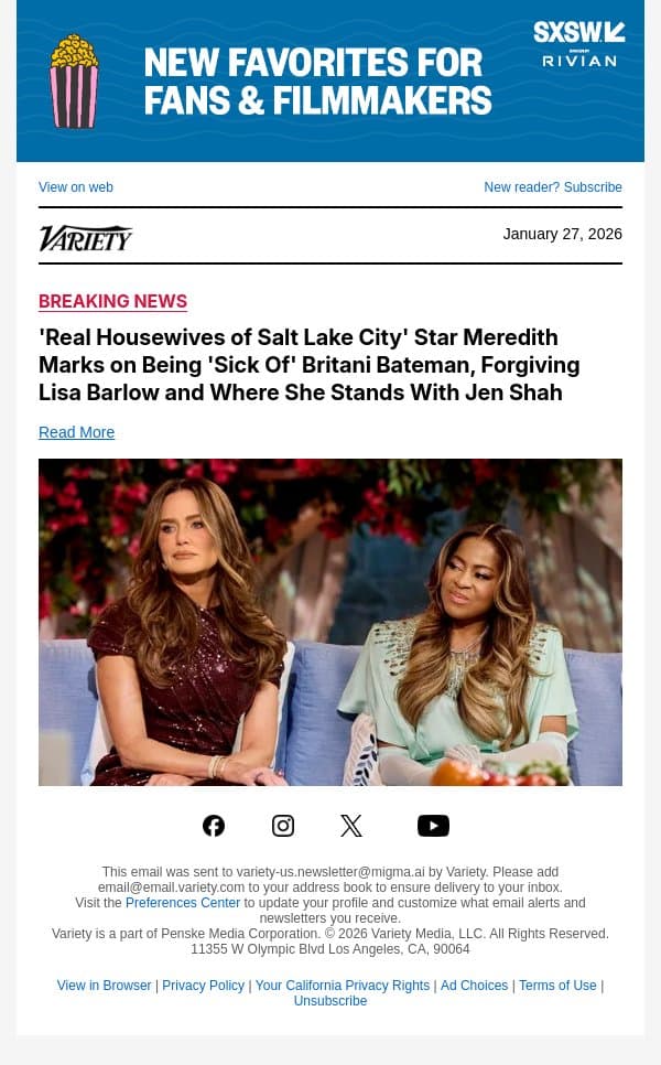 'Real Housewives of Salt Lake City' Star Meredith Marks on Being 'Sick Of' Britani Bateman, Forgiving Lisa Barlow and Where She Stands With Jen Shah email from Variety screenshot