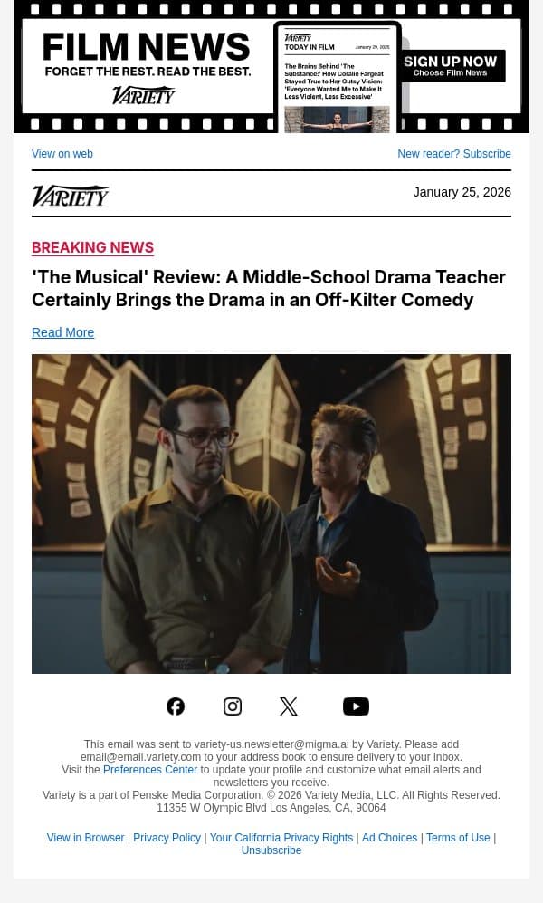 'The Musical' Review: A Middle-School Drama Teacher Certainly Brings the Drama in an Off-Kilter Comedy email from Variety screenshot