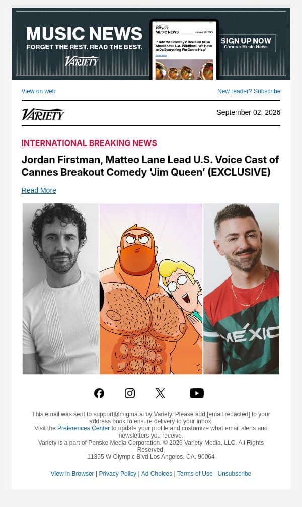 Jordan Firstman, Matteo Lane Lead U.S. Voice Cast of Cannes Breakout Comedy 'Jim Queen’ (EXCLUSIVE) email from Variety screenshot