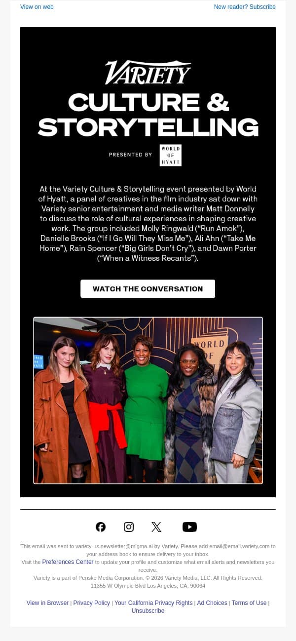 Watch the Conversation - Molly Ringwald, Danielle Brooks & More Talk Traveling & Shooting Internationally email from Variety screenshot