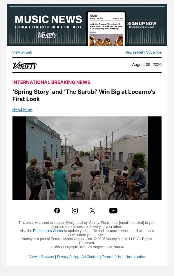 'Spring Story’ and ‘The Surubí’ Win Big at Locarno’s First Look email from Variety screenshot