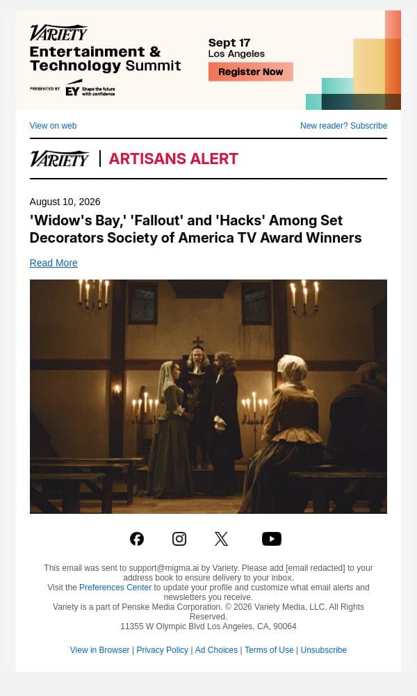 'Widow's Bay,' 'Fallout' and 'Hacks' Among Set Decorators Society of America TV Award Winners email from Variety screenshot
