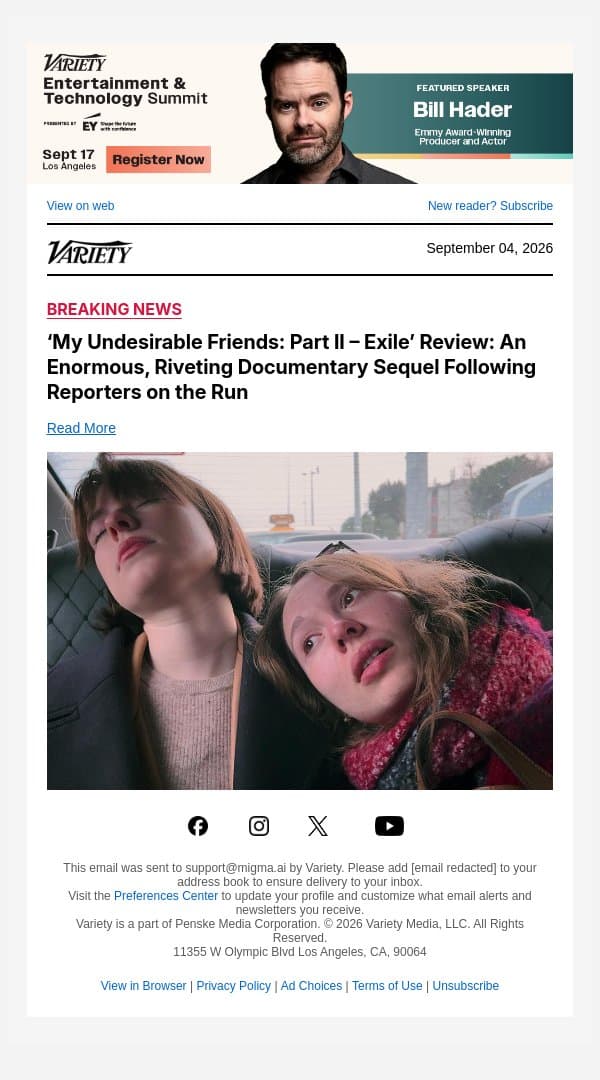 ‘My Undesirable Friends: Part II – Exile’ Review: An Enormous, Riveting Documentary Sequel Following Reporters on the Run email from Variety screenshot
