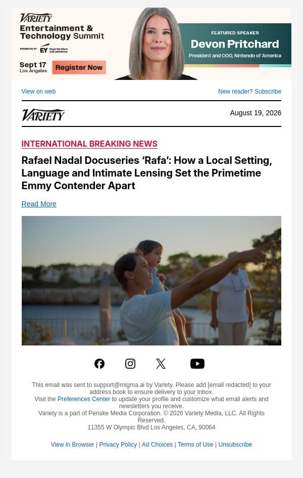 Rafael Nadal Docuseries ‘Rafa’: How a Local Setting, Language and Intimate Lensing Set the Primetime Emmy Contender Apart email from Variety screenshot
