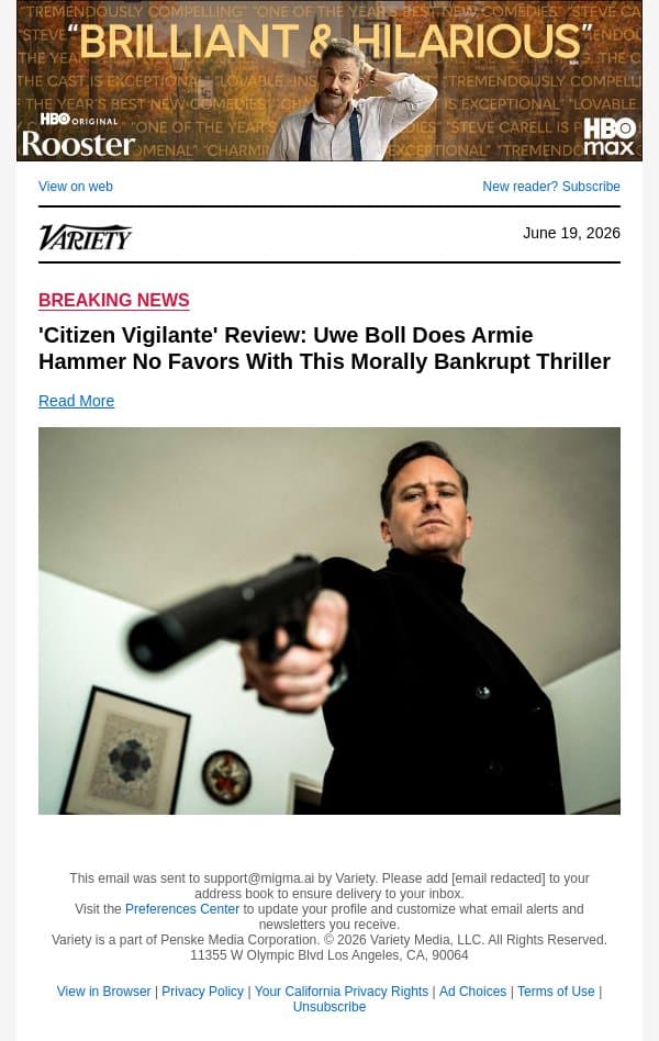'Citizen Vigilante' Review: Uwe Boll Does Armie Hammer No Favors With This Morally Bankrupt Thriller email from Variety screenshot