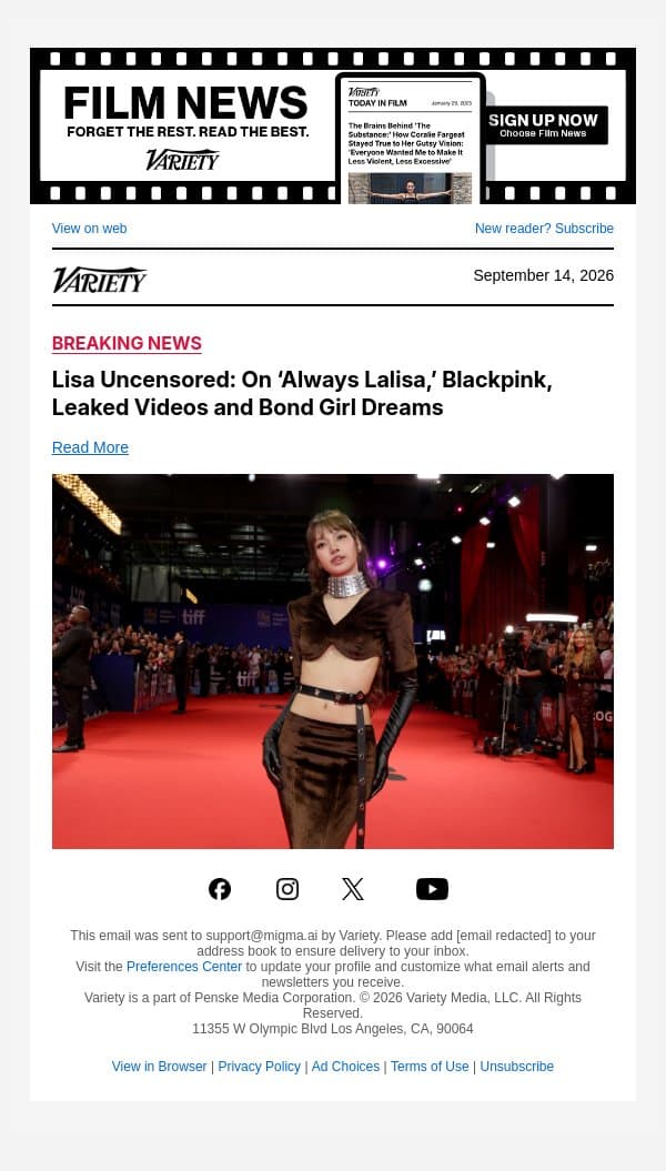 Lisa Uncensored: On ‘Always Lalisa,’ Blackpink, Leaked Videos and Bond Girl Dreams email from Variety screenshot