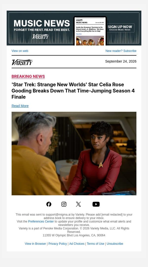 'Star Trek: Strange New Worlds' Star Celia Rose Gooding Breaks Down That Time-Jumping Season 4 Finale email from Variety screenshot