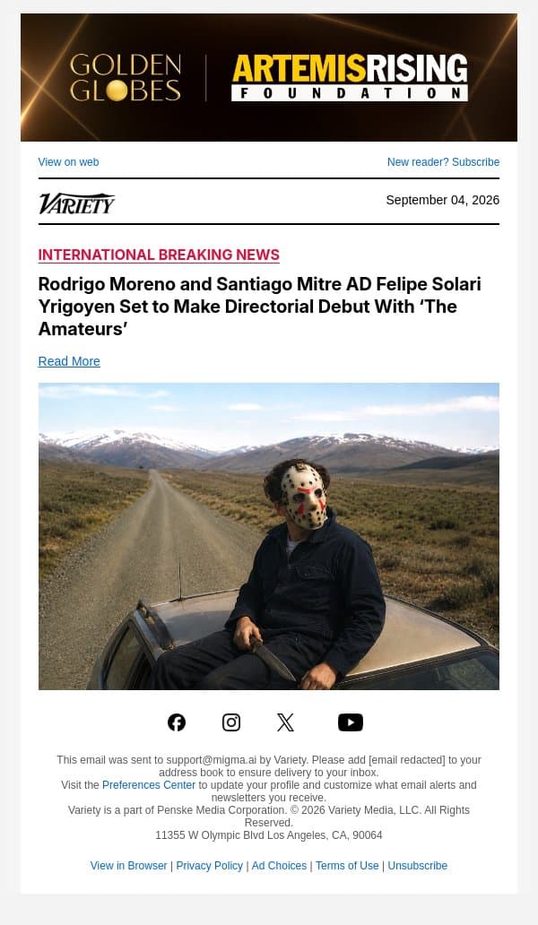 Rodrigo Moreno and Santiago Mitre AD Felipe Solari Yrigoyen Set to Make Directorial Debut With ‘The Amateurs’ email from Variety screenshot