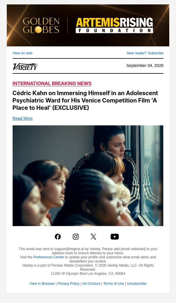 Cédric Kahn on Immersing Himself in an Adolescent Psychiatric Ward for His Venice Competition Film 'A Place to Heal' (EXCLUSIVE) email from Variety screenshot