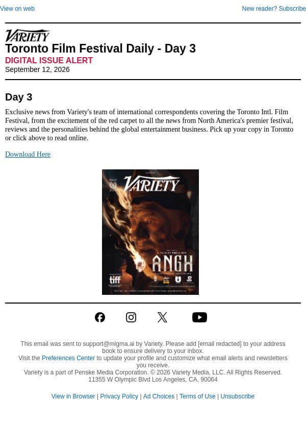 TORONTO FILM FESTIVAL DAY 3: Digital Platforms Spawn More Hollywood Stories; Chrissie Hynde on Rock Stardom; Taraji P. Henson on Darlene Love; Liam Neeson on an Irish Tragedy email from Variety screenshot
